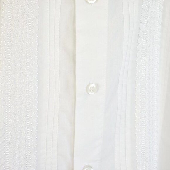 Bruno Embroidered White Pleated  Short Sleeve Button Up Shirt XL - Picture 3 of 7